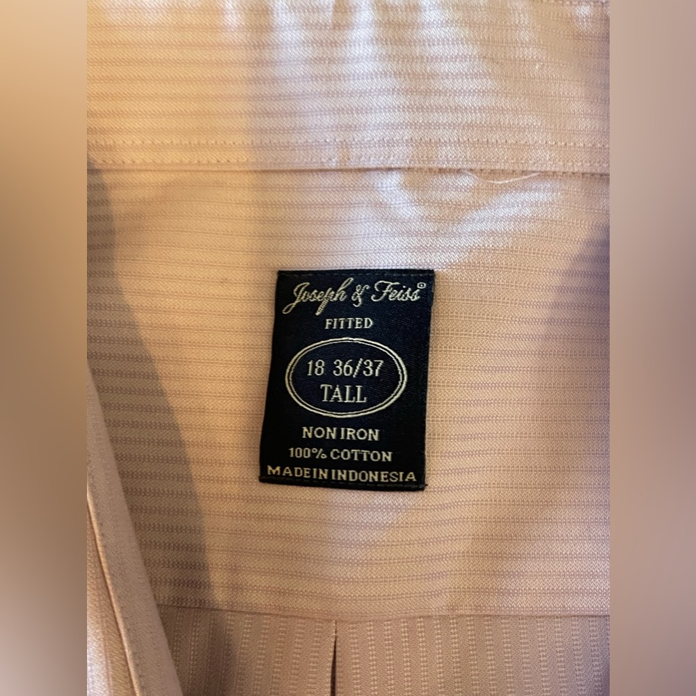Joseph & Feiss Dress Shirt Men Size 18 Purple Long Sleeve 36/37 Button Up Fitted - Picture 2 of 4